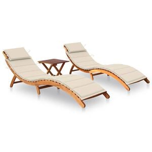 vidaXL Espregui&ccedil;adeiras com mesa e almofad&otilde;es 2 pcs ac&aacute;cia maci&ccedil;a