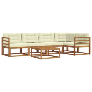 vidaXL Conjunto de Sof&aacute;s para Exterior 6 pcs Natural e Creme