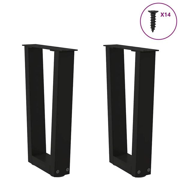 vidaXL P&eacute;s para mesa de centro em V 2 pe&ccedil;as preto 28x(42-43,3) cm a&ccedil;o