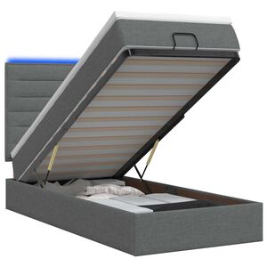 vidaXL Cama Ottoman com Colch&atilde;o e LED Cinzento-Escuro 80 x 200 cm