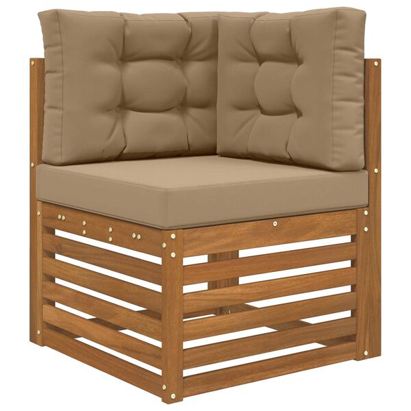 vidaXL Almofada para Sof&aacute; Externo 3 pcs Cinzento-acastanhado Poli&eacute;ster