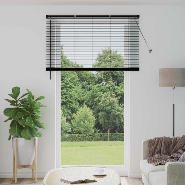 vidaXL Cortina Veneziana Manual Ajust&aacute;vel Preto 213 x 140 cm PVC