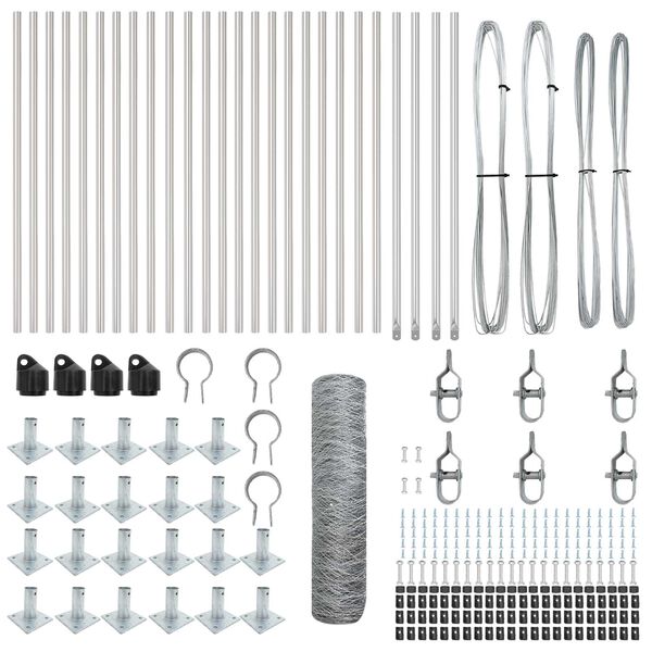 vidaXL Poste de Cerca Prateado 50 x 1 m (malha de 36 mm) A&ccedil;o