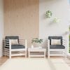 vidaXL Cadeiras de jardim c/ almofad&otilde;es 2 pcs pinho maci&ccedil;o branco