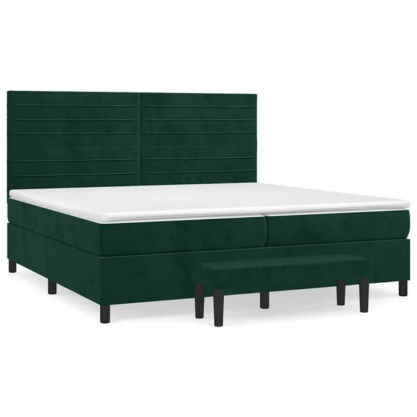 vidaXL Cama com molas/colch&atilde;o 200x200 cm veludo verde-escuro