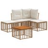 vidaXL Conjunto de Sof&aacute;s para Exterior 5 pcs Natural e Branco Creme