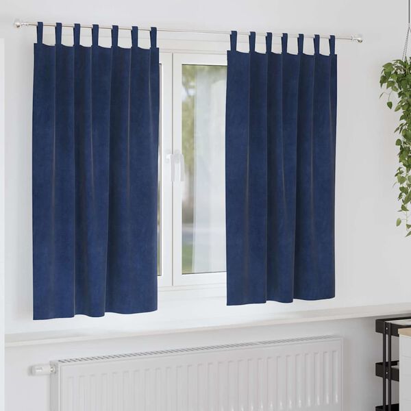 vidaXL Cortinas opacas 2 pcs Azul Escuro 140 x 175 cm Veludo
