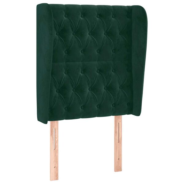 vidaXL Cabeceira de cama c/ abas veludo 83x23x118/128 cm verde-escuro