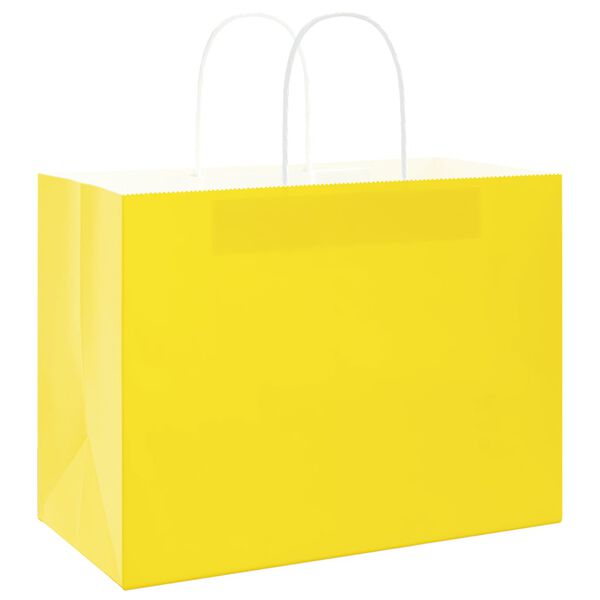 vidaXL Sacos de papel 50 unid com al&ccedil;as amarelo 32x17x25 cm