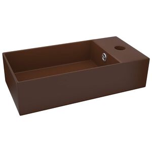 vidaXL Lavat&oacute;rio WC c/ extravasamento cer&acirc;mica castanho-escuro