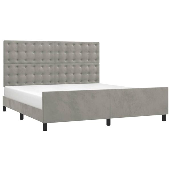 vidaXL Estrutura de cama sem colch&atilde;o 160x200 cm veludo cinzento-claro