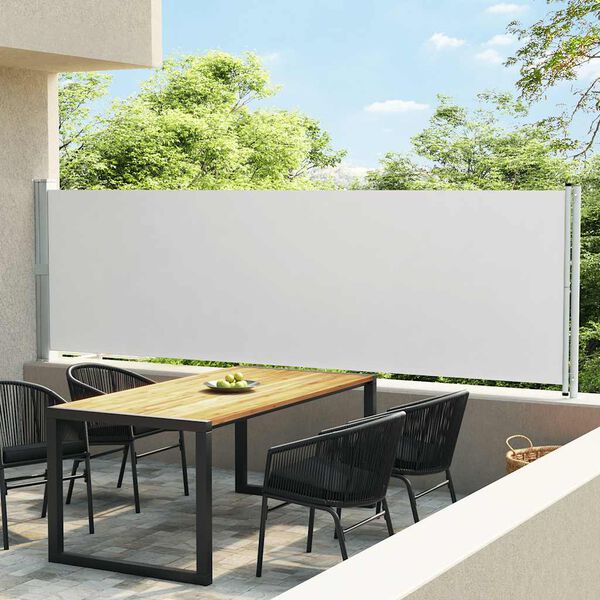 vidaXL Toldo lateral retrátil para pátio 140x600 cm creme