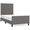 vidaXL Estrutura cama c/ cabeceira 90x200 cm couro artificial cinzento