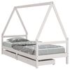 vidaXL Estrutura cama infantil c/ gavetas 90x200cm pinho maci&ccedil;o branco
