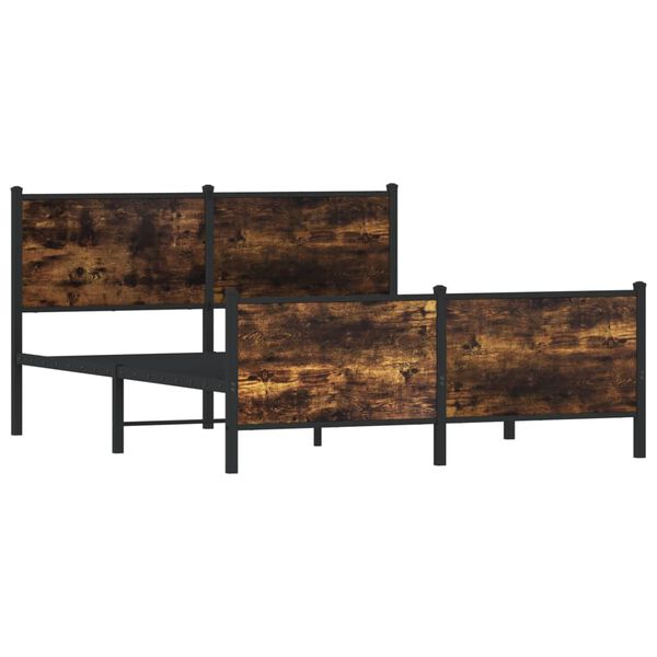 vidaXL Estrutura de cama sem colchão 140x190 cm metal carvalho fumado