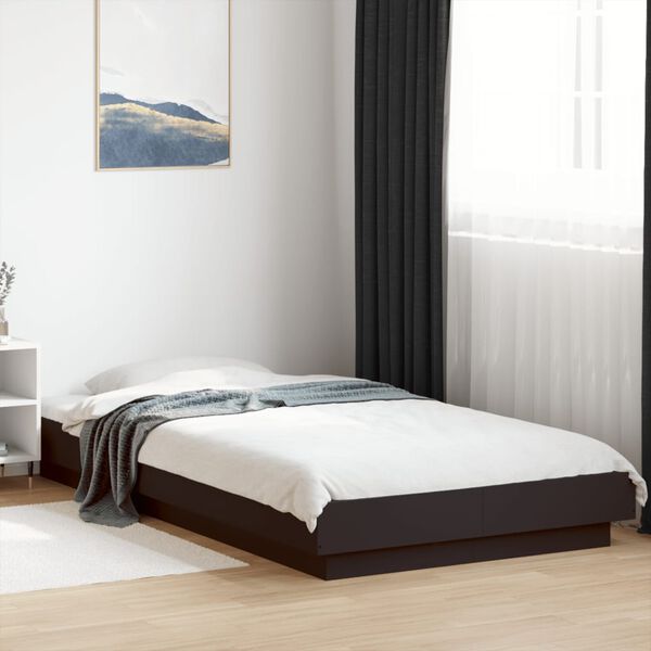 vidaXL Estrutura cama c/ luzes LED 75x190cm derivados de madeira preto