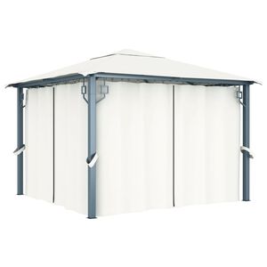 vidaXL Gazebo com cortina 300x300 cm alum&iacute;nio creme