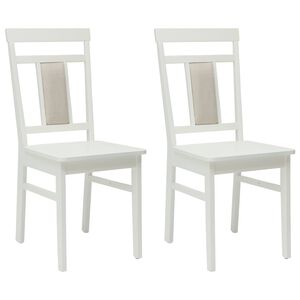 vidaXL Cadeira de jantar 2 unid. Madeira de Borracha S&oacute;lida Branco