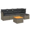 vidaXL 6 pcs conjunto sof&aacute;s de jardim com almofad&otilde;es vime cinzento