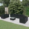 vidaXL 9 pcs conjunto lounge de jardim c/ almofad&otilde;es vime PE preto