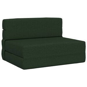 vidaXL Sof&aacute; Cama Dobr&aacute;vel Verde-Escuro 70 x 80 x 60 cm Tecido