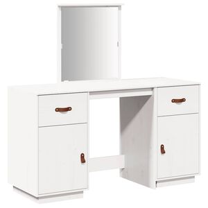 vidaXL Conjunto de toucador com espelho pinho maci&ccedil;o branco