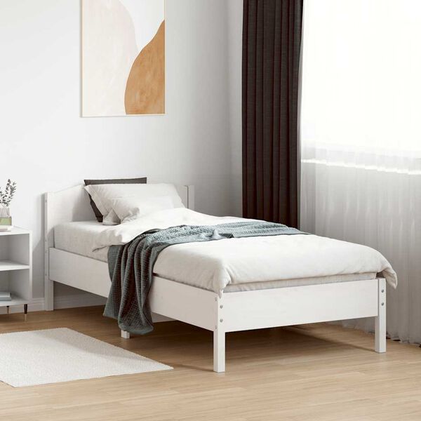 vidaXL Cama sem colch&atilde;o 75x190 cm madeira de pinho maci&ccedil;a branco