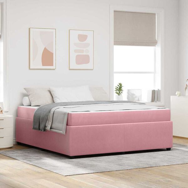 vidaXL Estrutura da Cama com colch&atilde;o Rosa 180 x 200 cm tecido
