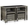 vidaXL 5 pcs conjunto jantar exterior c/ almofad&otilde;es vime PE cinzento