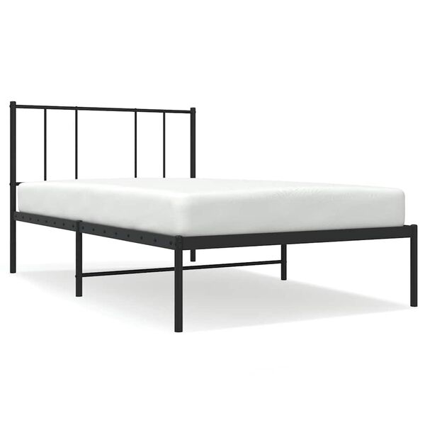 vidaXL Estrutura de cama com cabeceira 100x190 cm metal preto