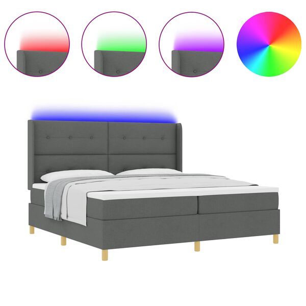 vidaXL Cama Box com colch&atilde;o com cabeceira Cinzeto 140 x 200 cm tecido