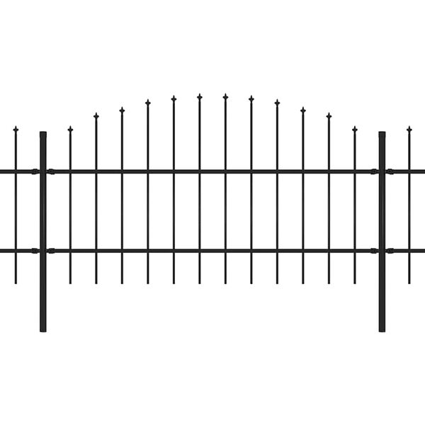 vidaXL Cerca de jardim com topo em forma de lan&ccedil;a em a&ccedil;o 892,5x100 cm, preta