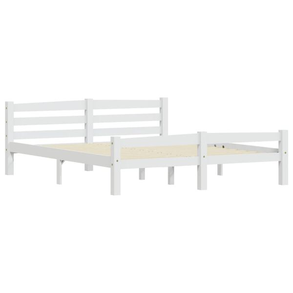 vidaXL Estrutura de cama em pinho maci&ccedil;o 160x200 cm branco