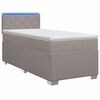 vidaXL Cama Box Spring com Colch&atilde;o e LED Cinzento-acastanhado Tecido