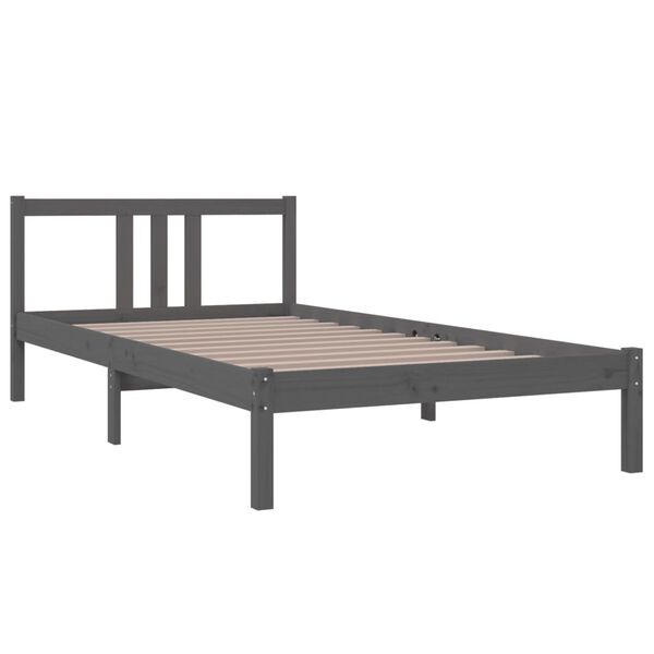 vidaXL Estrutura de cama 100x200 cm madeira maci&ccedil;a cinzento