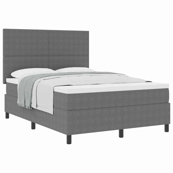 vidaXL Cama Box com cabeceira Cinza Claro e Branco 160 x 200 cm