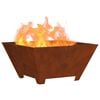 vidaXL Fire Pit Castanho 80 x 80 x 40 cm A&ccedil;o resistente &agrave;s intemp&eacute;ries