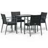 vidaXL 5 pcs conjunto de jantar p/ jardim c/ almofad&otilde;es vime PE e a&ccedil;o