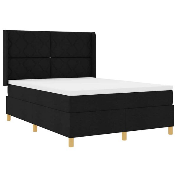 vidaXL Cama Box com colch&atilde;o com cabeceira Preto 140 x 190 cm tecido