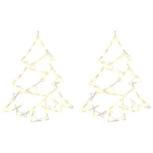 vidaXL Luzes de Natal silhueta da árvore 2 pcs 50 LEDs branco quente