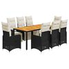 vidaXL 9 pcs conjunto de bistr&ocirc; p/ jardim c/ almofad&otilde;es vime PE preto