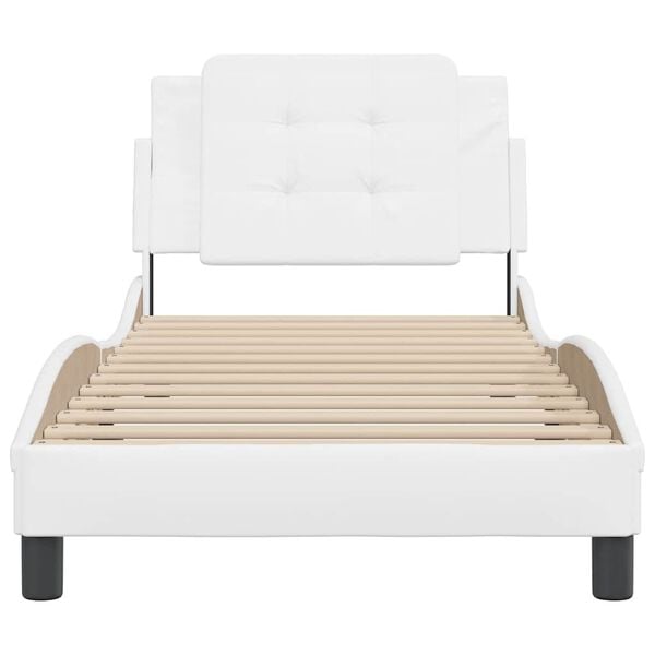 vidaXL Estrutura de cama sem colch&atilde;o Zadar 100x203cm couro artificial branco