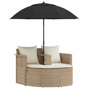 vidaXL Sof&aacute; de jardim com almofada 8 pcs Bege e Branco Creme vime PE