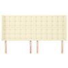 vidaXL Cabeceira cama c/ abas couro artif. 183x16x118/128 cm creme