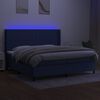 vidaXL Cama box spring c/ colch&atilde;o e LED 200x200 cm tecido azul