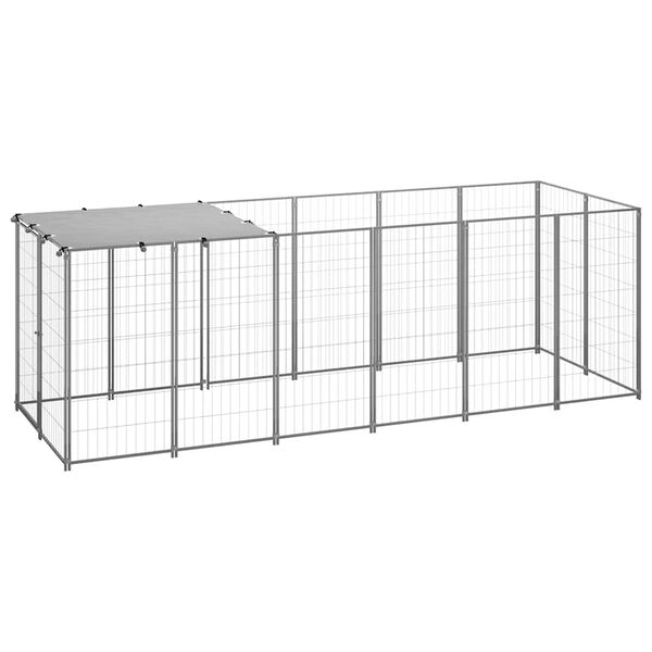 vidaXL Canil para cães 330x110x110 cm aço prateado