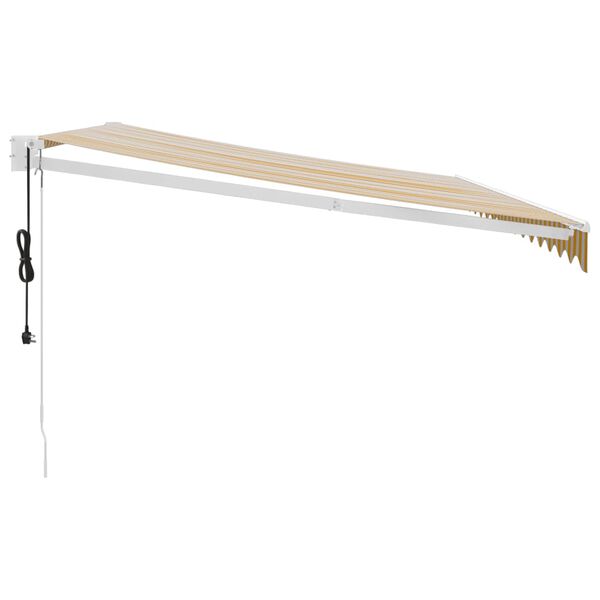 vidaXL Toldo retr&aacute;til autom&aacute;tico 4x3 m amarelo e branco