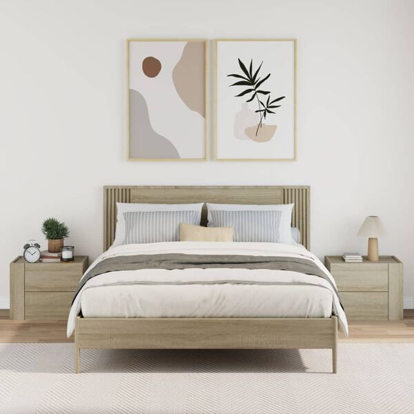 vidaXL Mesas de cabeceira de parede 2 pcs 45x30x35 cm carvalho sonoma