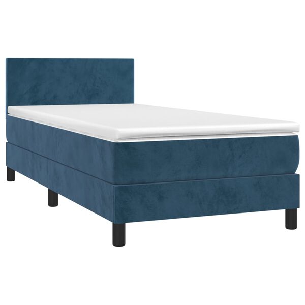 vidaXL Cama box spring c/ colch&atilde;o/LED 80x200 cm veludo azul-escuro