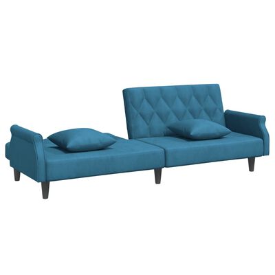 vidaXL Sofá-cama com apoio de braços veludo azul
